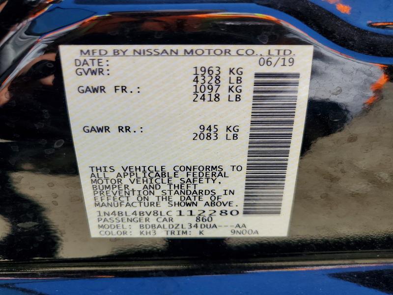 Продаж на аукціоні авто 2020 Nissan Altima, vin: 1N4BL4BV8LC112280, номер лоту: 58272526