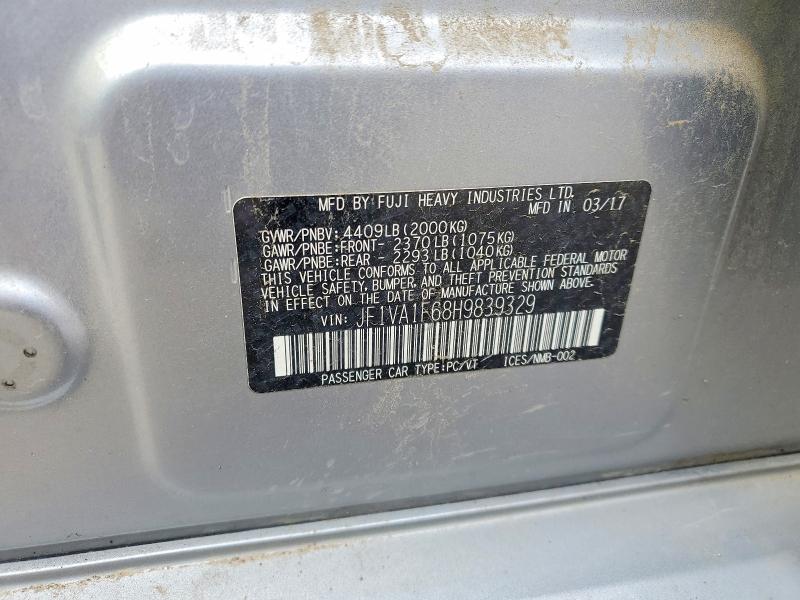 Продаж на аукціоні авто 2017 Subaru Wrx, vin: JF1VA1F68H9839329, номер лоту: 58115986