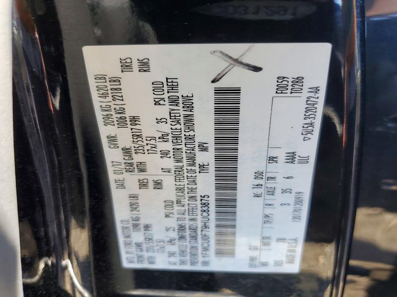 Aukcja sprzedaży 2017 Ford Escape, vin: 1FMCU0F79HUC83875, numer aukcji: 57118246