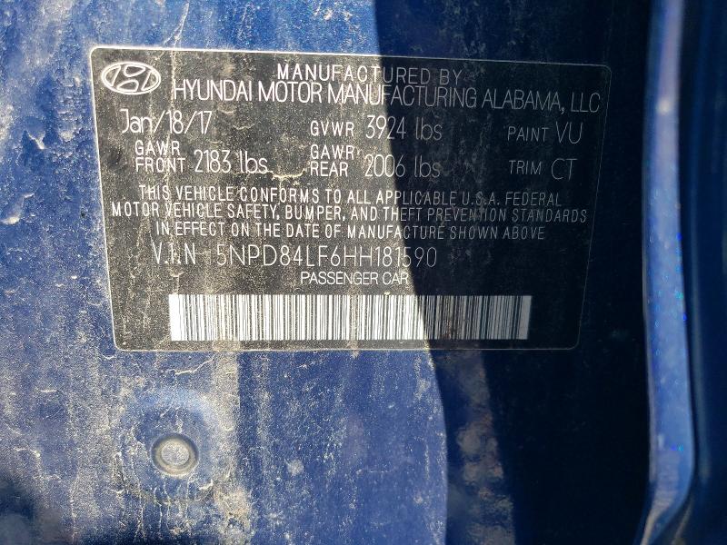 2017 Hyundai Elantra მანქანა იყიდება აუქციონზე, vin: 5NPD84LF6HH181590, აუქციონის ნომერი: 56955976