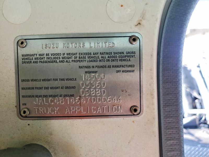 58365006 :رقم المزاد ، JALC4B14647000644 vin ، 2004 Isuzu Npr مزاد بيع