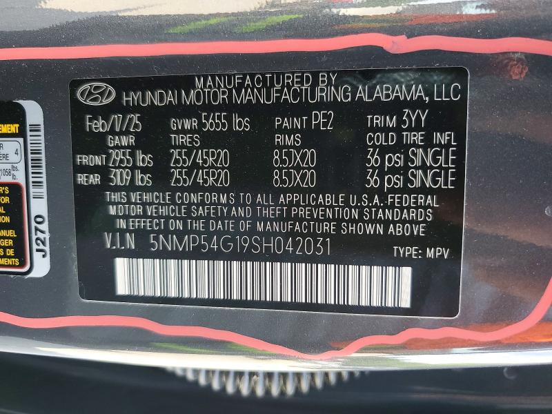 Auction sale of the 2025 Hyundai Santa Fe, vin: 5NMP54G19SH042031, lot number: 58331756