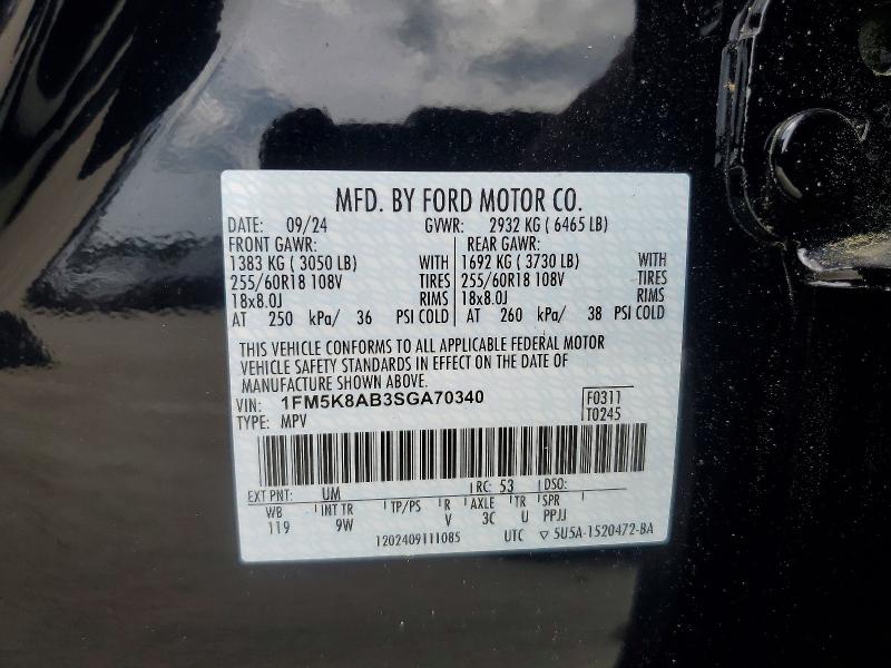 Aukcja sprzedaży 2025 Ford Explorer, vin: 1FM5K8AB3SGA70340, numer aukcji: 58575166