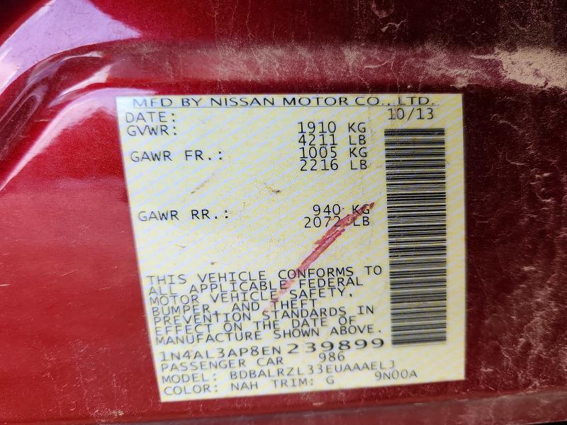 55964346 :رقم المزاد ، 1N4AL3AP8EN239899 vin ، 2014 Nissan Altima مزاد بيع