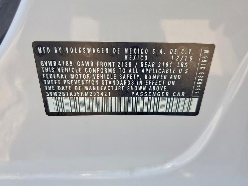 Aukcja sprzedaży 2017 Volkswagen Jetta, vin: 3VW2B7AJ5HM293421, numer aukcji: 55385466