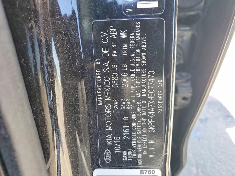 56529346 :رقم المزاد ، 3KPFK4A7XHE077470 vin ، 2017 Kia Forte مزاد بيع