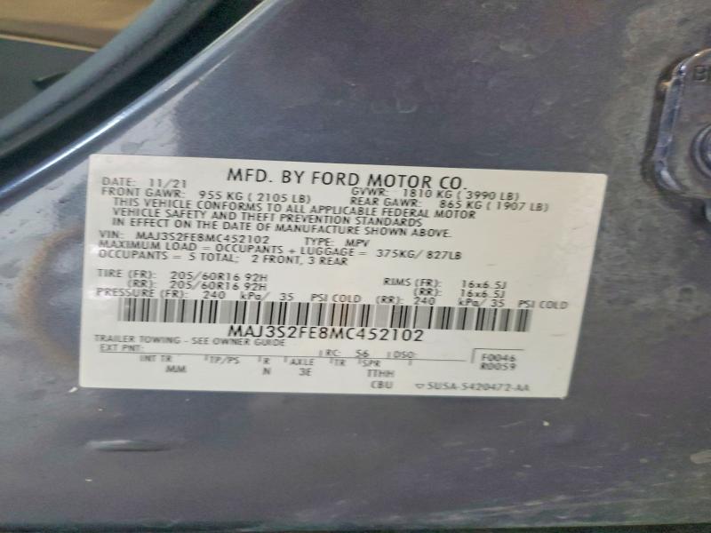 2021 Ford Ecosport მანქანა იყიდება აუქციონზე, vin: MAJ3S2FE8MC452102, აუქციონის ნომერი: 58136956