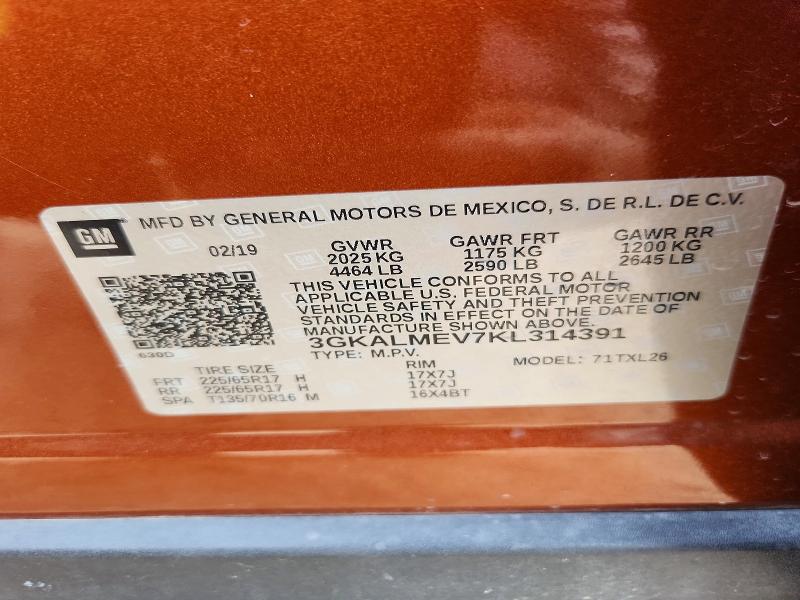 Aukcja sprzedaży 2019 Gmc Terrain, vin: 3GKALMEV7KL314391, numer aukcji: 57919796