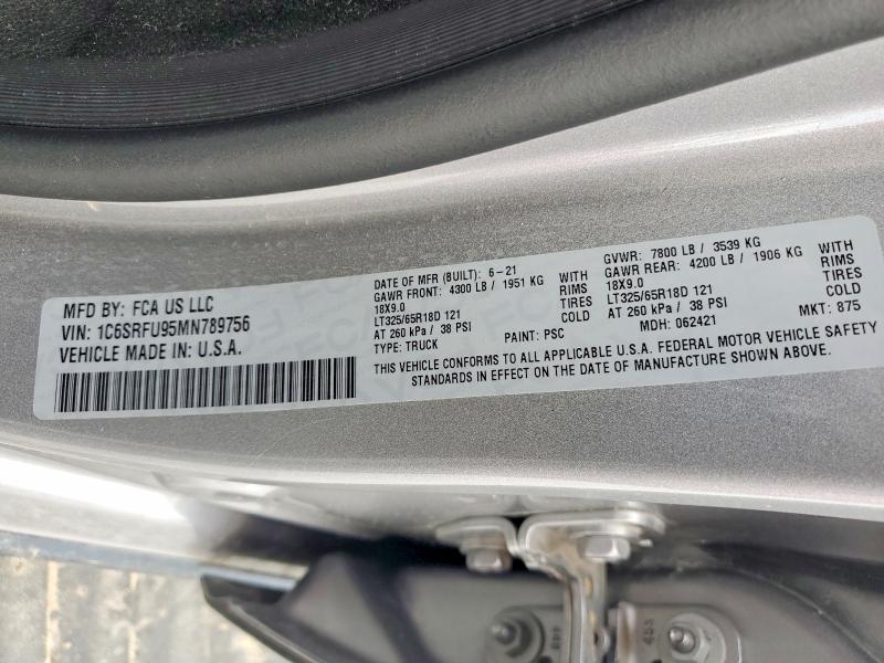 Продажа на аукционе авто 2021 Ram 1500, vin: 1C6SRFU95MN789756, номер лота: 58986026
