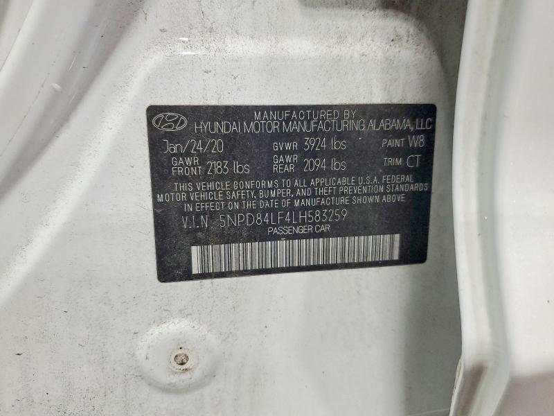 2020 Hyundai Elantra მანქანა იყიდება აუქციონზე, vin: 5NPD84LF4LH583259, აუქციონის ნომერი: 56990536