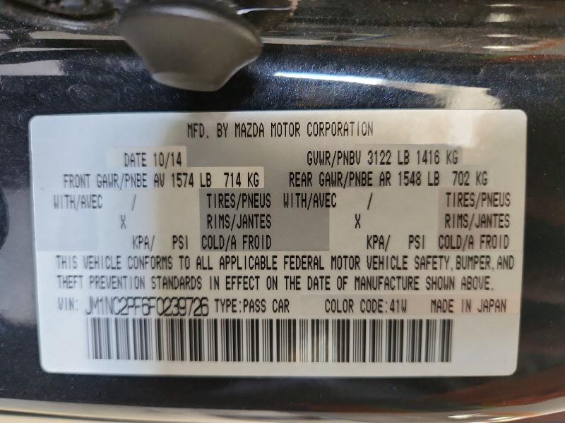 Продажа на аукционе авто 2015 Mazda Mx-5 Miata, vin: JM1NC2PF6F0239726, номер лота: 56432666