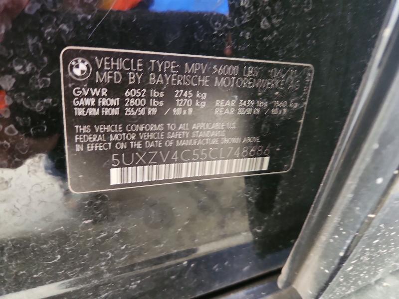 Продаж на аукціоні авто 2012 Bmw X5, vin: 5UXZV4C55CL748686, номер лоту: 57545416
