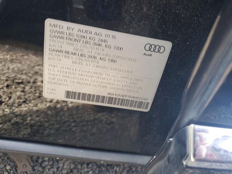 2015 Audi Q5 მანქანა იყიდება აუქციონზე, vin: WA1LFAFP7FA092243, აუქციონის ნომერი: 55553966