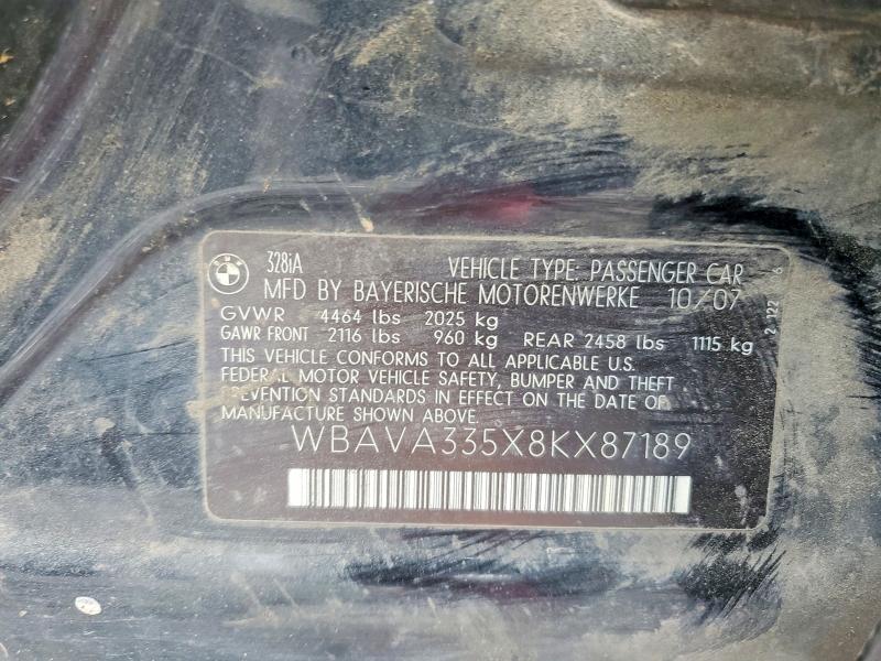 Продажа на аукционе авто 2008 Bmw 328, vin: WBAVA335X8KX87189, номер лота: 57018556