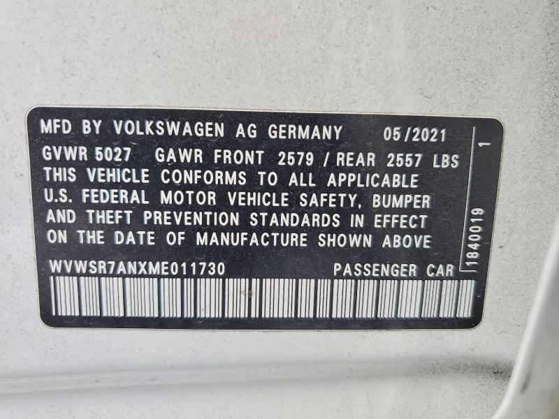 Aukcja sprzedaży 2021 Volkswagen Arteon, vin: WVWSR7ANXME011730, numer aukcji: 58721186