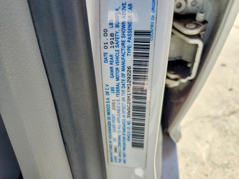Aukcja sprzedaży 2000 Volkswagen Jetta, vin: 3VWSC29M1YM129226, numer aukcji: 55638336