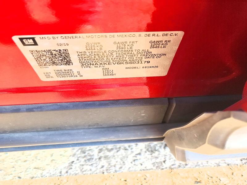 2019 Chevrolet Equinox მანქანა იყიდება აუქციონზე, vin: 3GNAXKEV6KS603179, აუქციონის ნომერი: 59075786