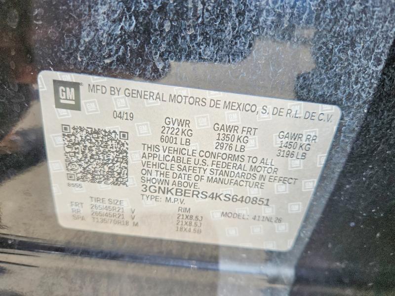 59006086 :رقم المزاد ، 3GNKBERS4KS640851 vin ، 2019 Chevrolet Blazer مزاد بيع