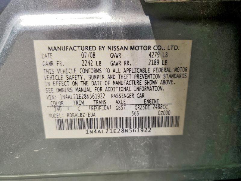 Aukcja sprzedaży 2008 Nissan Altima, vin: 1N4AL21E28N561922, numer aukcji: 55467956
