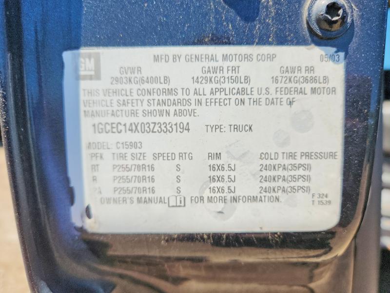 Aukcja sprzedaży 2003 Chevrolet Silverado, vin: 1GCEC14X03Z333194, numer aukcji: 55990716
