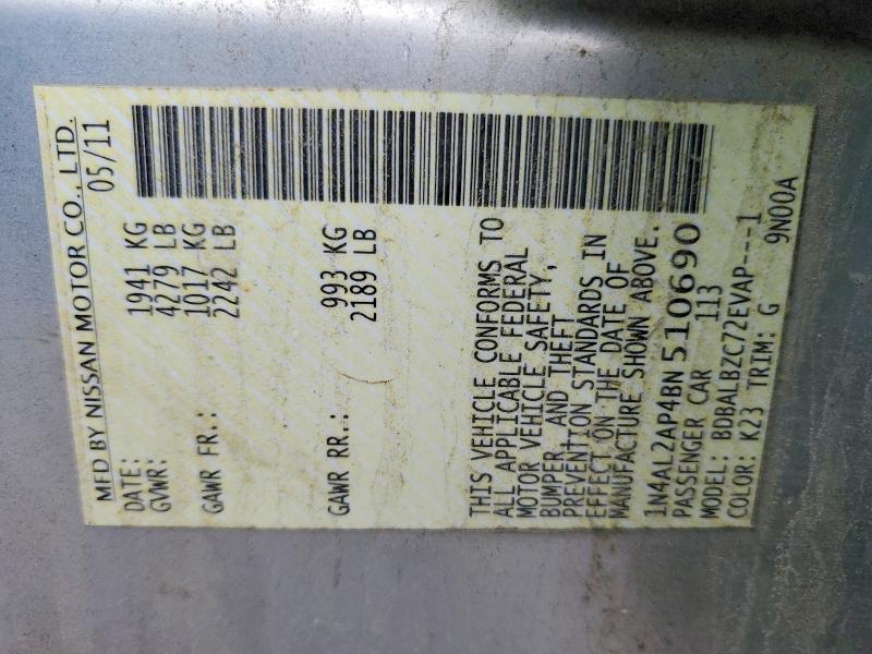 Продаж на аукціоні авто 2011 Nissan Altima, vin: 1N4AL2AP4BN510690, номер лоту: 58540436