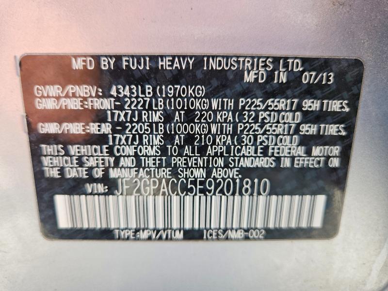 Aukcja sprzedaży 2014 Subaru Xv Crosstrek, vin: JF2GPACC5E9201810, numer aukcji: 58310496