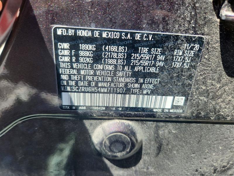 Продажа на аукционе авто 2021 Honda Hr-v, vin: 3CZRU6H54MM711907, номер лота: 55804216