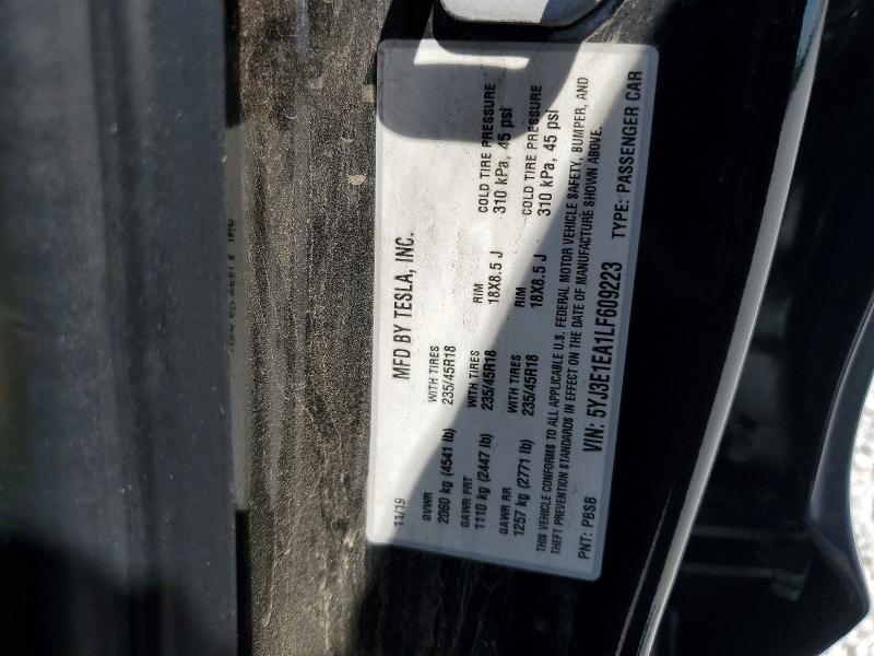 2020 Tesla Model 3 მანქანა იყიდება აუქციონზე, vin: 5YJ3E1EA1LF609223, აუქციონის ნომერი: 54884006