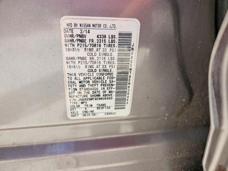 Aukcja sprzedaży 2014 Nissan Rogue Select, vin: JN8AS5MT9EW606468, numer aukcji: 58802536