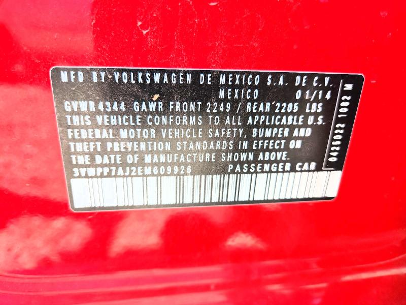 57587426 :رقم المزاد ، 3VWPP7AJ2EM609926 vin ، 2014 Volkswagen Jetta مزاد بيع