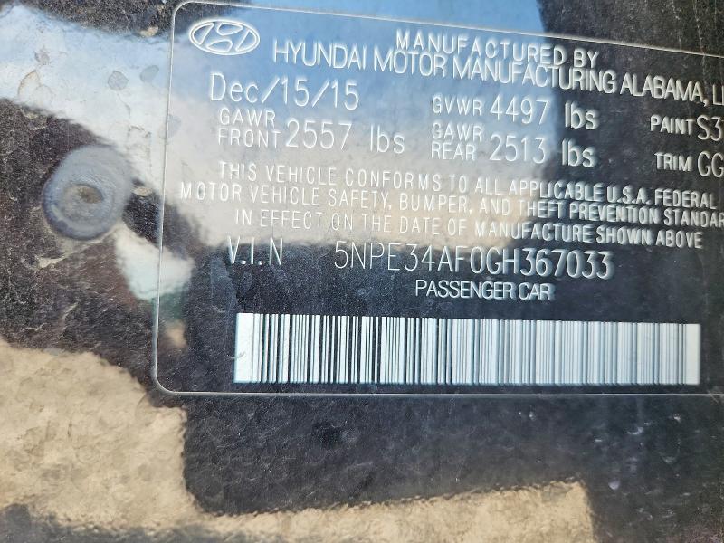 Продаж на аукціоні авто 2016 Hyundai Sonata, vin: 5NPE34AF0GH367033, номер лоту: 57912876