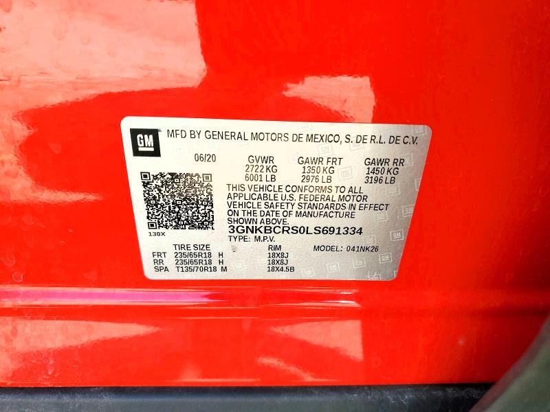 56110286 :رقم المزاد ، 3GNKBCRS0LS691334 vin ، 2020 Chevrolet Blazer مزاد بيع