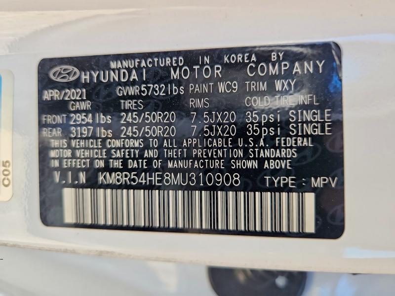 Продаж на аукціоні авто 2021 Hyundai Palisade, vin: KM8R54HE8MU310908, номер лоту: 55510386