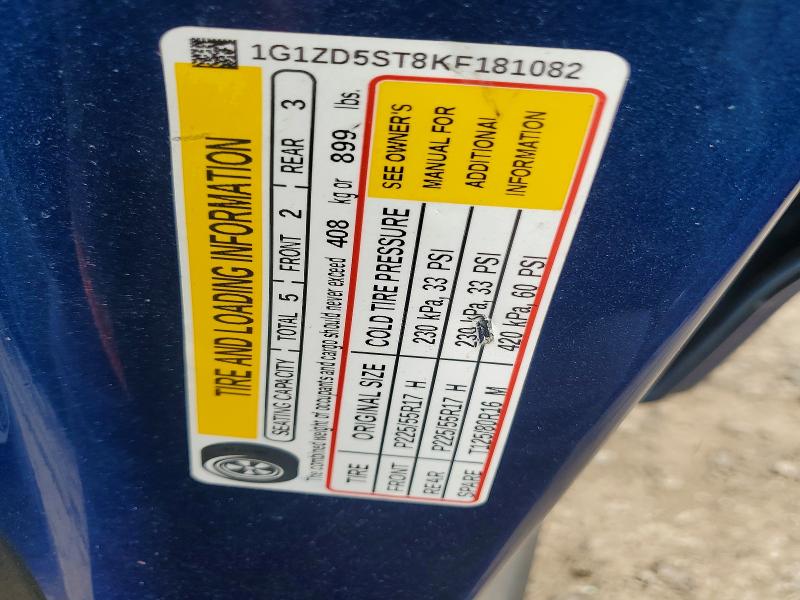Продаж на аукціоні авто 2019 Chevrolet Malibu, vin: 1G1ZD5ST8KF181082, номер лоту: 56291046