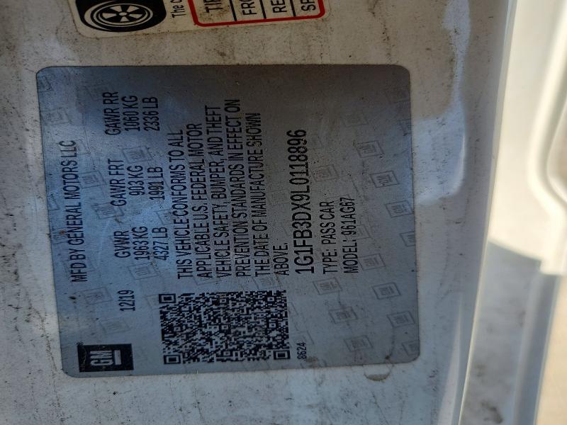 57022136 :رقم المزاد ، 1G1FB3DX9L0118896 vin ، 2020 Chevrolet Camaro مزاد بيع