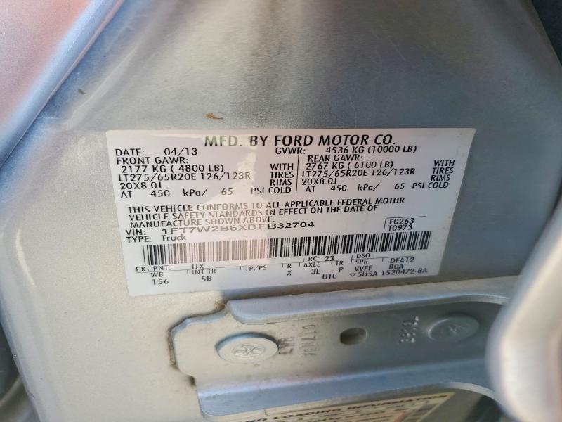 2013 Ford F250 მანქანა იყიდება აუქციონზე, vin: 1FT7W2B6XDEB32704, აუქციონის ნომერი: 58775876