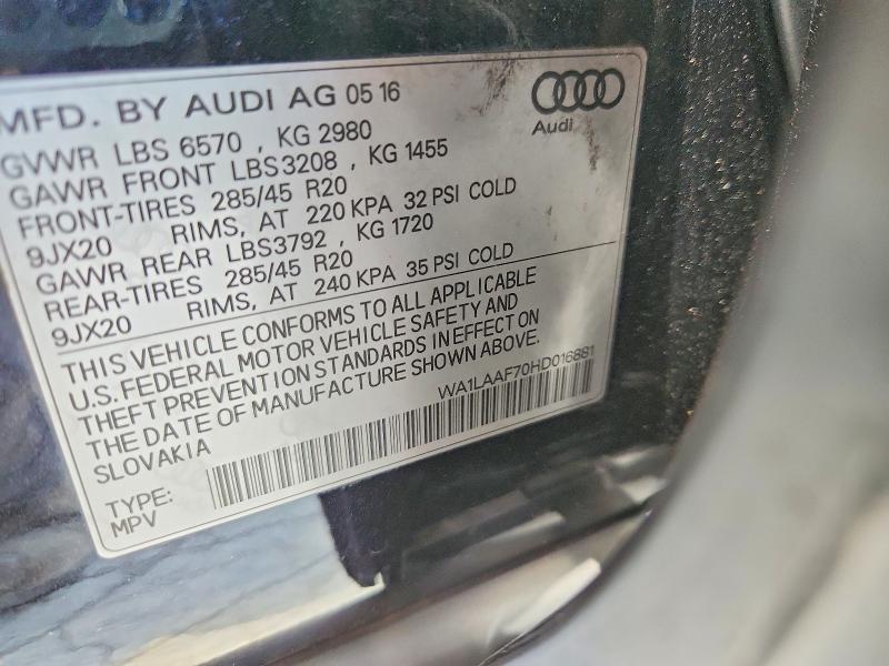 Aukcja sprzedaży 2017 Audi Q7, vin: WA1LAAF70HD016881, numer aukcji: 57536806