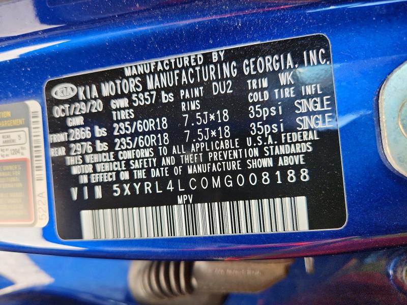 56714386 :رقم المزاد ، 5XYRL4LC0MG008188 vin ، 2021 Kia Sorento مزاد بيع