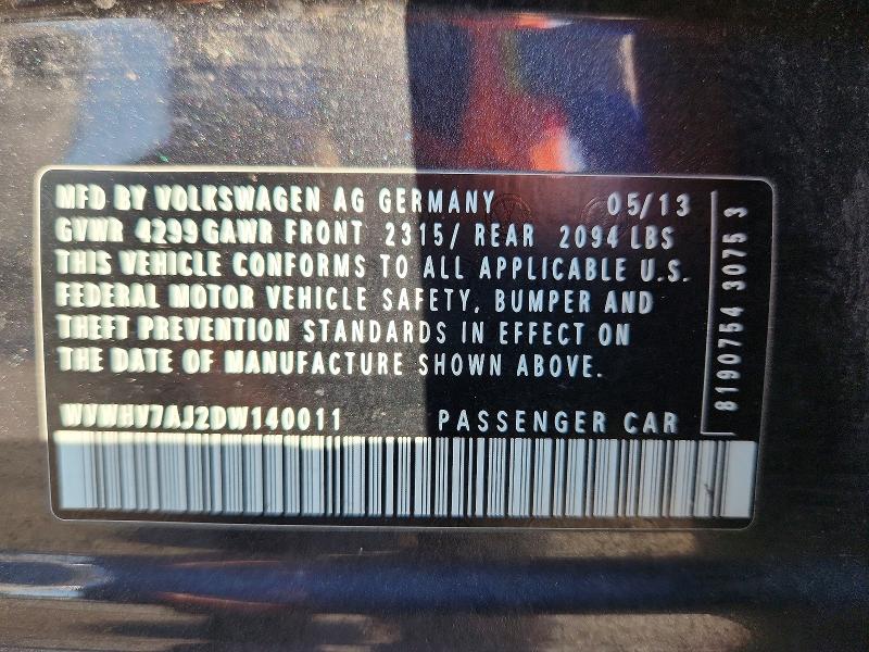 59275026 :رقم المزاد ، WVWHV7AJ2DW140011 vin ، 2013 Volkswagen Gti مزاد بيع