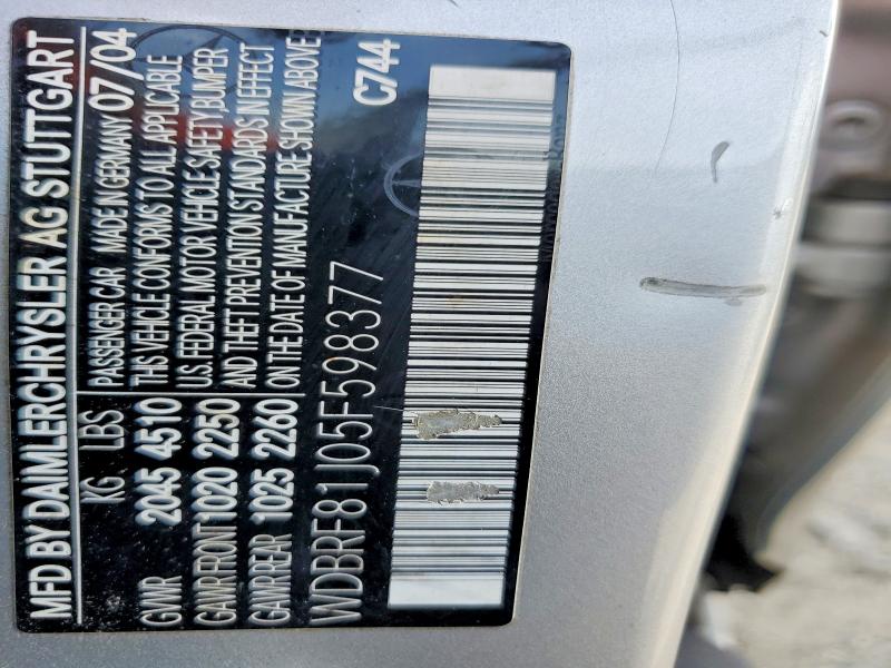 57827566 :رقم المزاد ، WDBRF81J05F598377 vin ، 2005 Mercedes-benz C مزاد بيع