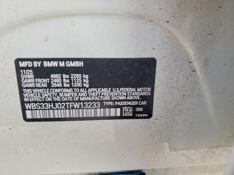 Продажа на аукционе авто 2026 Bmw M3, vin: WBS33HJ02TFW13233, номер лота: 57482396
