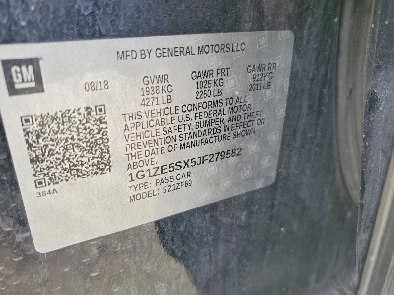58375346 :رقم المزاد ، 1G1ZE5SX5JF279582 vin ، 2018 Chevrolet Malibu مزاد بيع