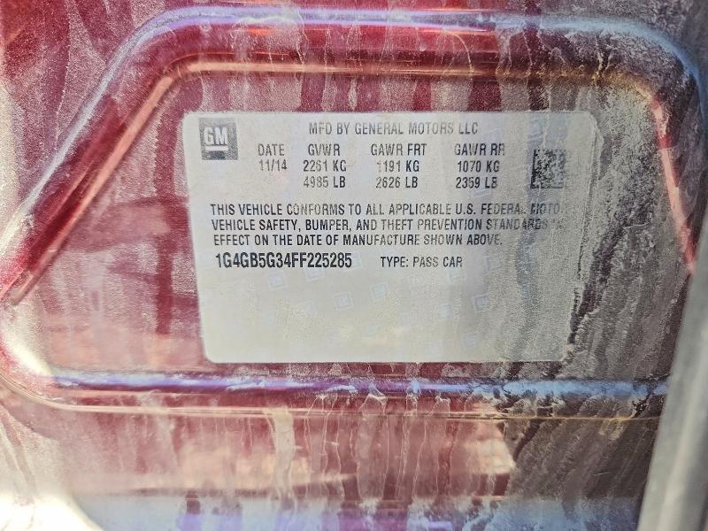2015 Buick Lacrosse მანქანა იყიდება აუქციონზე, vin: 1G4GB5G34FF225285, აუქციონის ნომერი: 57152036