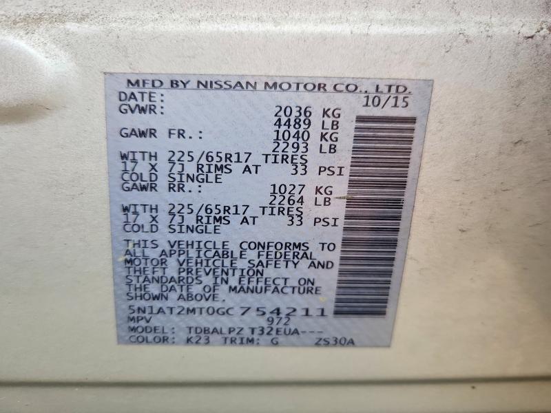 Продаж на аукціоні авто 2016 Nissan Rogue, vin: 5N1AT2MT0GC754211, номер лоту: 58296186