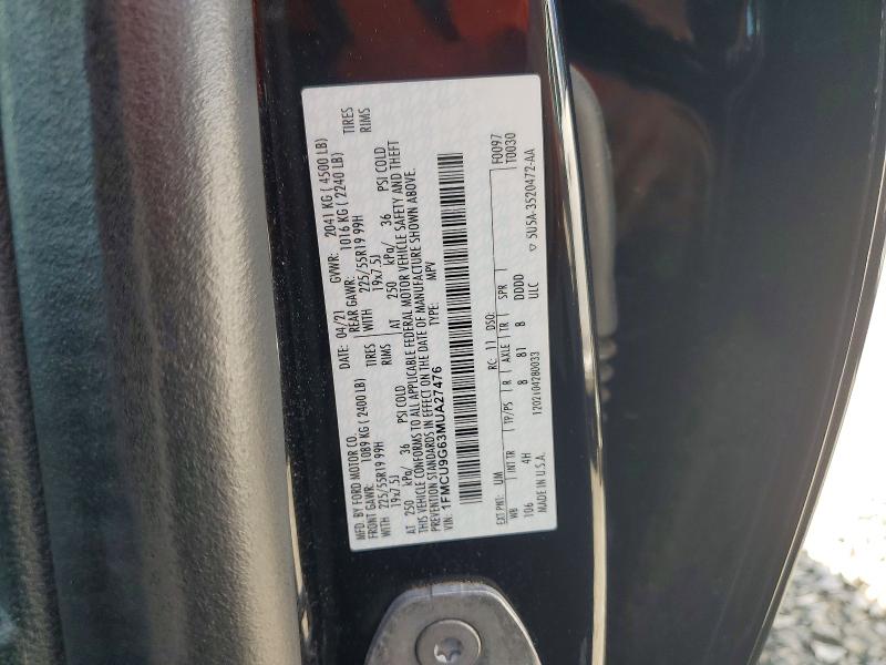 58107316 :رقم المزاد ، 1FMCU9G63MUA27476 vin ، 2021 Ford Escape مزاد بيع