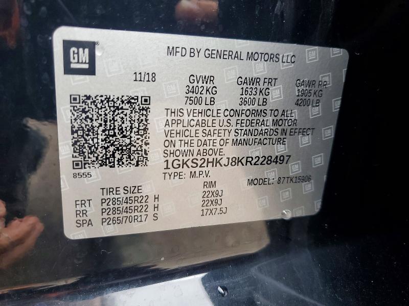 2019 Gmc Yukon Xl მანქანა იყიდება აუქციონზე, vin: 1GKS2HKJ8KR228497, აუქციონის ნომერი: 57425336