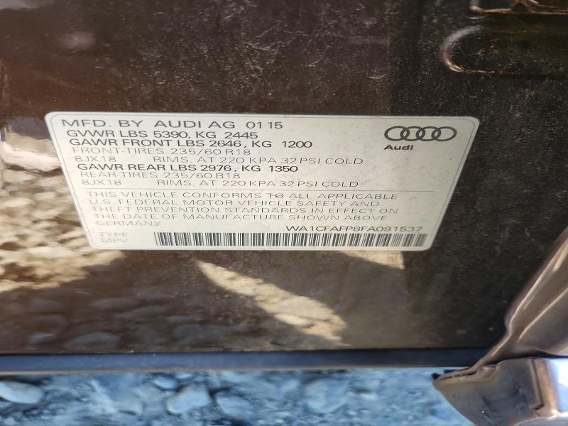 2015 Audi Q5 მანქანა იყიდება აუქციონზე, vin: WA1CFAFP8FA091537, აუქციონის ნომერი: 58071786