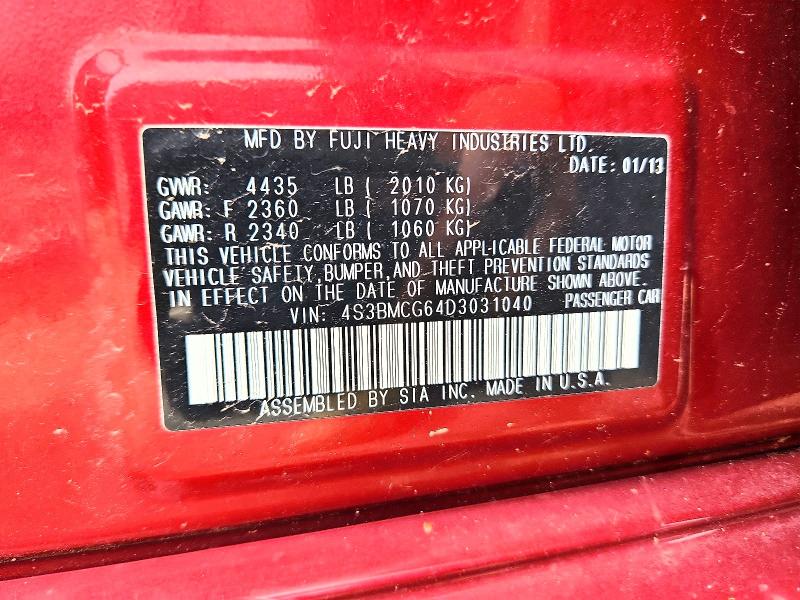 Продажа на аукционе авто 2013 Subaru Legacy, vin: 4S3BMCG64D3031040, номер лота: 56875586