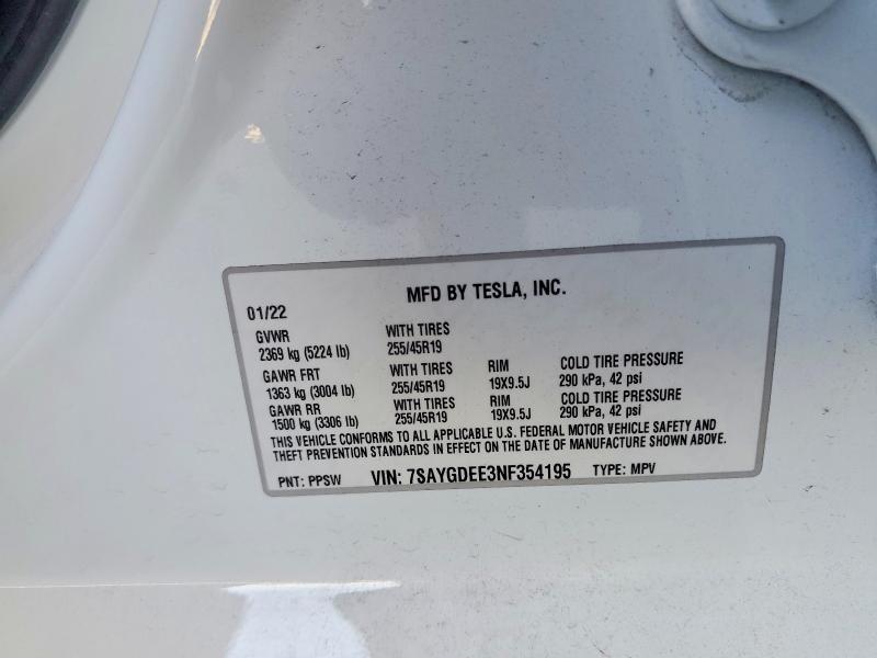 Продаж на аукціоні авто 2022 Tesla Model Y, vin: 7SAYGDEE3NF354195, номер лоту: 56176896