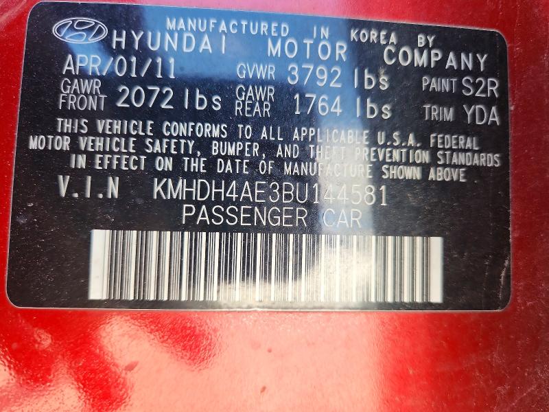 Продажа на аукционе авто 2011 Hyundai Elantra, vin: KMHDH4AE3BU144581, номер лота: 57672066